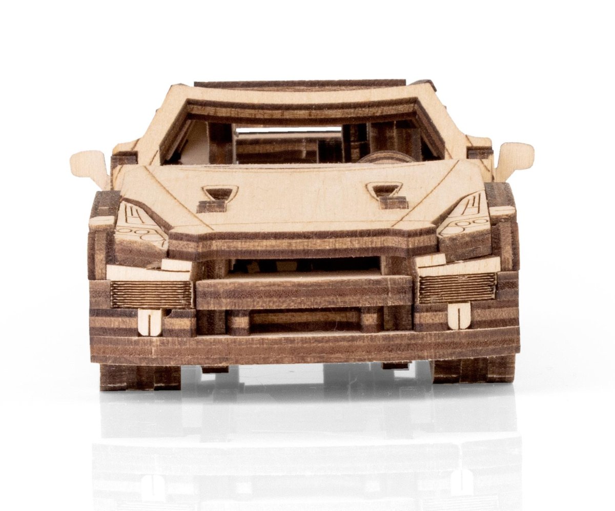 Деревянный конструктор EWA Спорткар с заводным механизмом