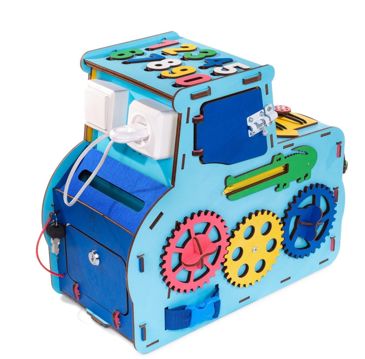 Бизиборд деревянный, бизидом развивающий EWA Трактор