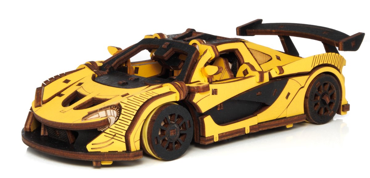 Сборная модель из дерева EWA Гоночный автомобиль (желтый)