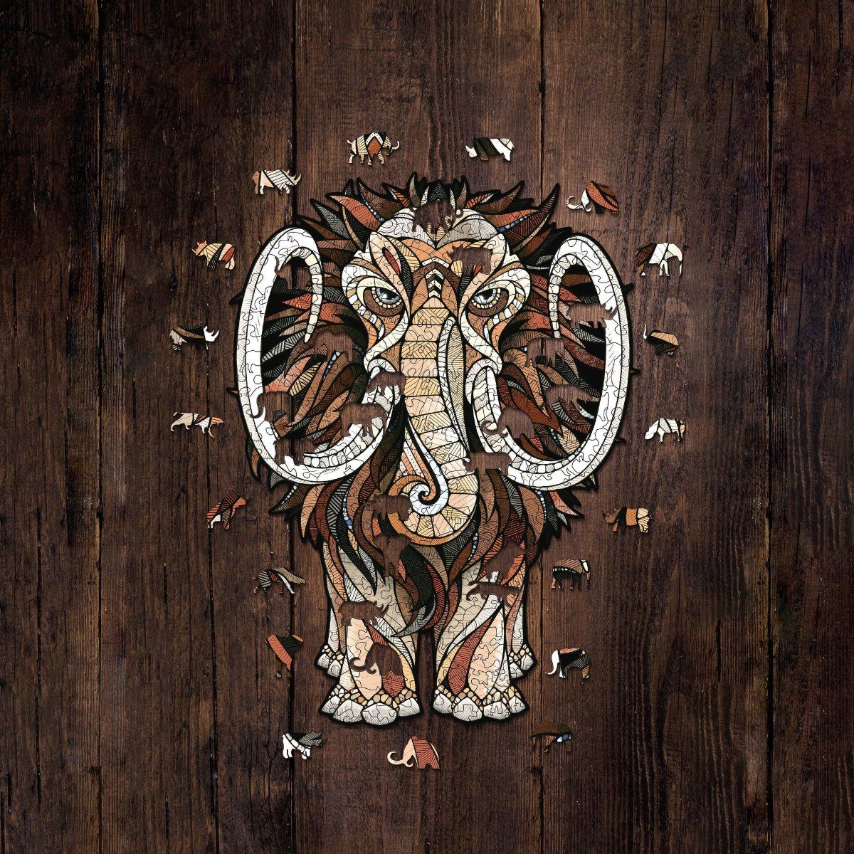 Деревянный, фигурный пазл EWA Мастодон Мамонт S 28x21 см