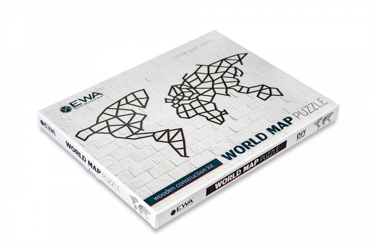 Деревянный интерьерный пазл EWA Design Карта Мира