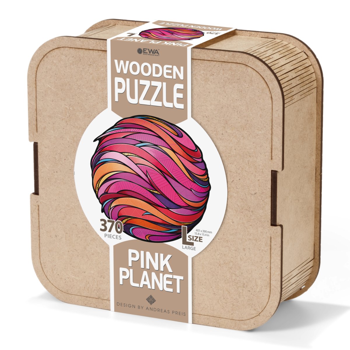 Деревянный фигурный пазл EWA Розовая планета L (40x39 см)