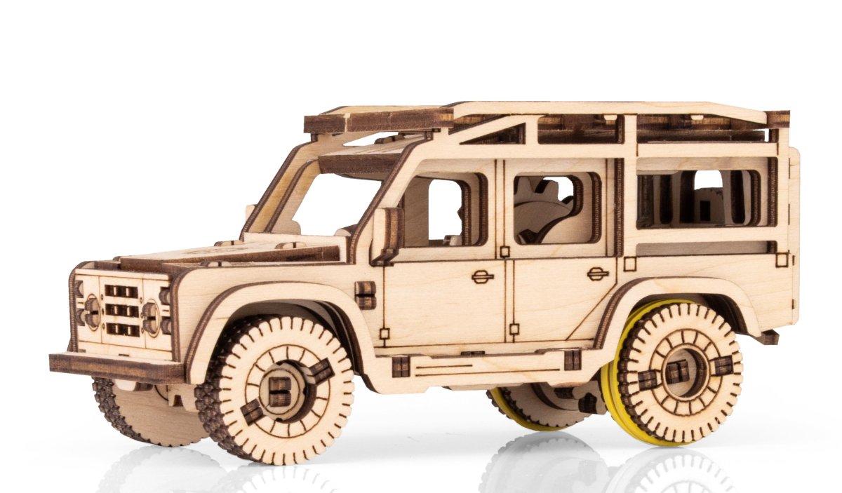 Деревянный конструктор EWA Джип с заводным механизмом