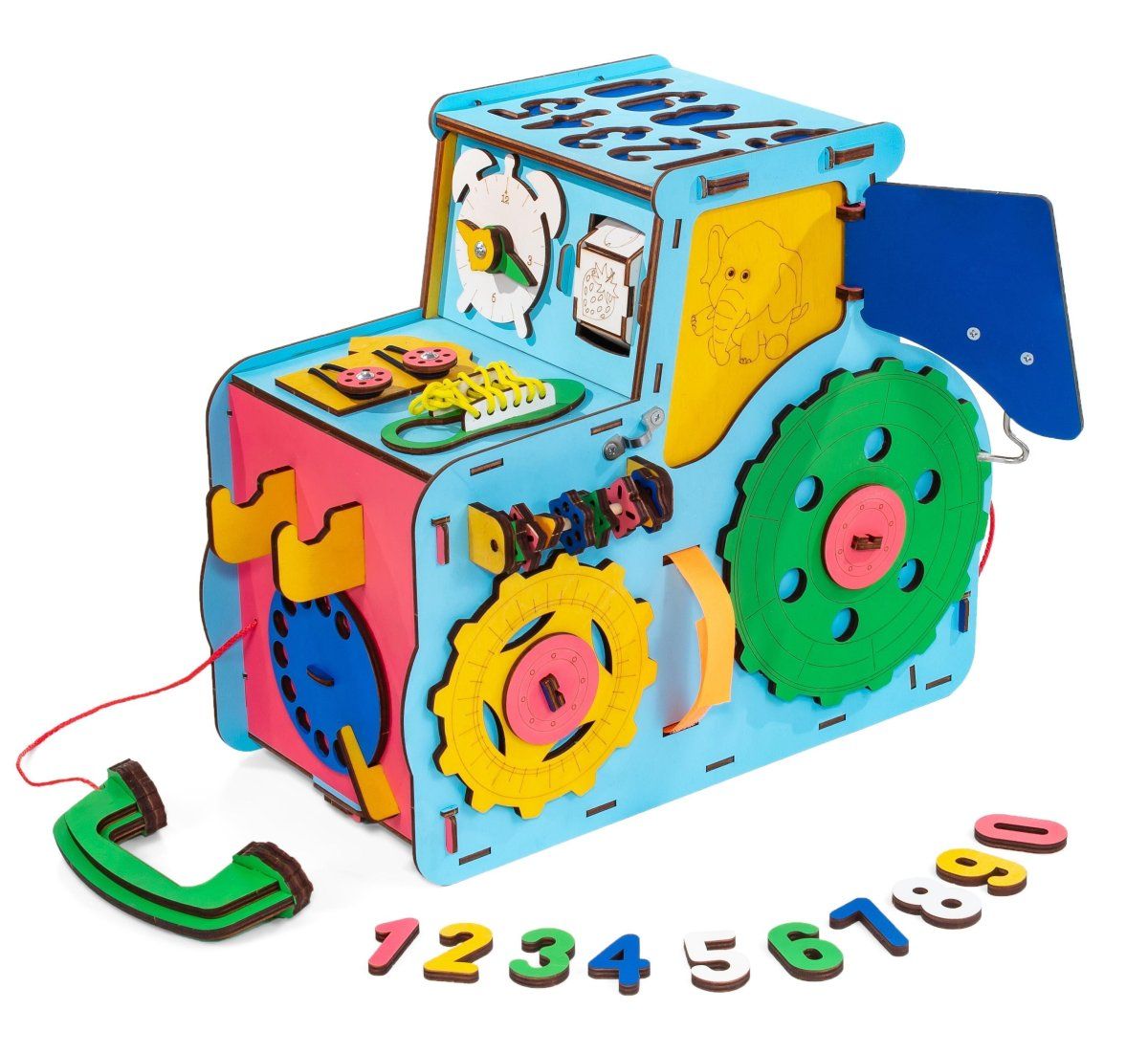 Бизиборд деревянный, бизидом развивающий EWA Трактор