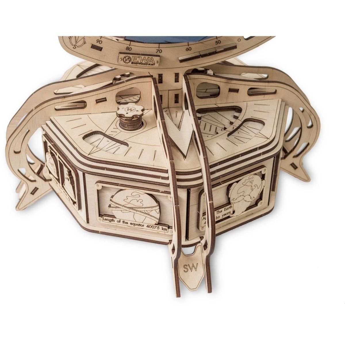 Конструктор деревянный 3D EWA Глобус голубой