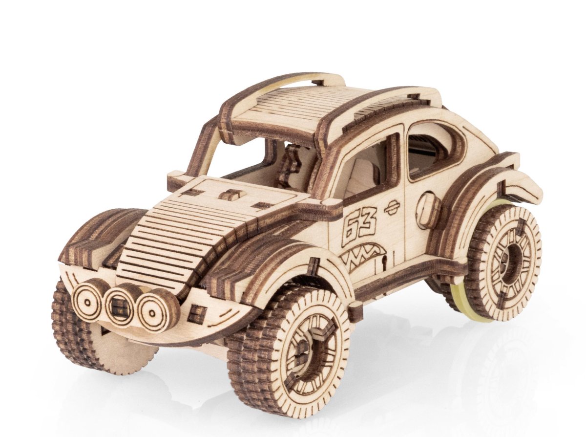 Деревянный конструктор EWA Вездеход с заводным механизмом