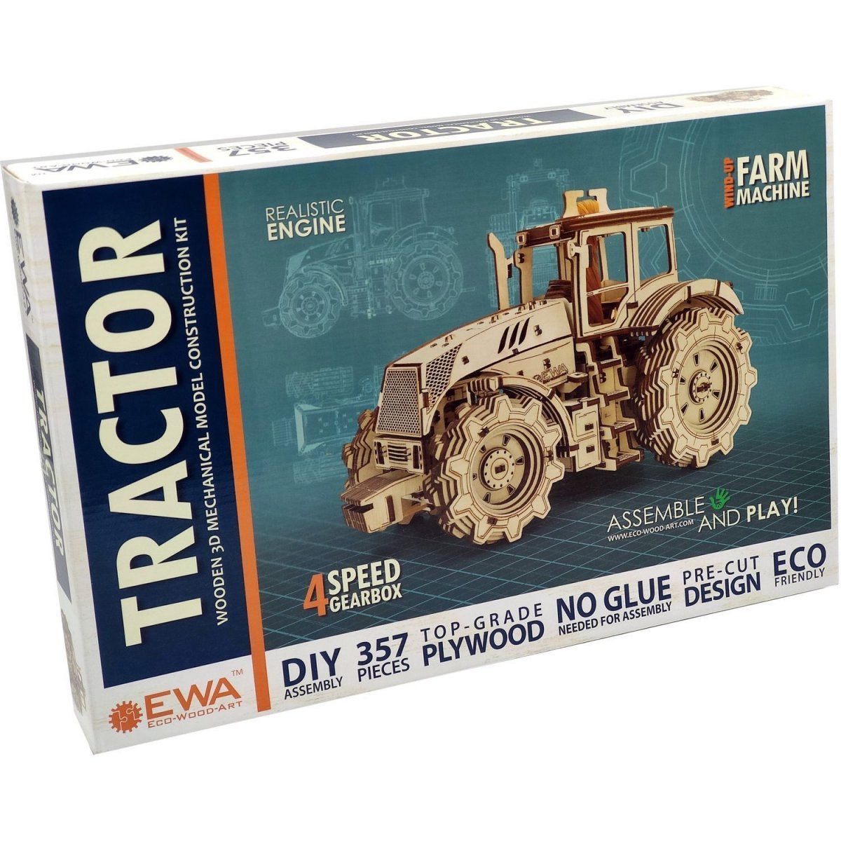 Конструктор деревянный 3D EWA Трактор