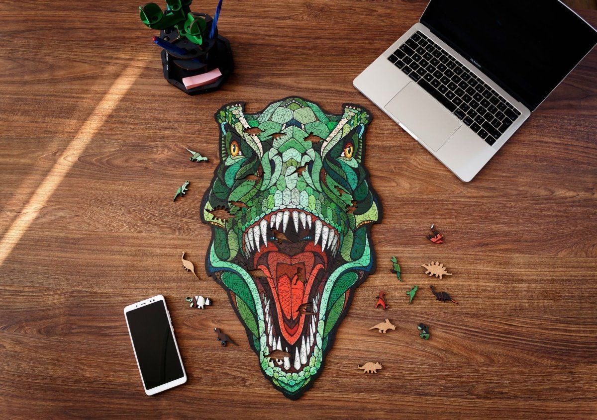 Деревянный пазл, головоломка EWA Динозавр T-REX L 57x35 см