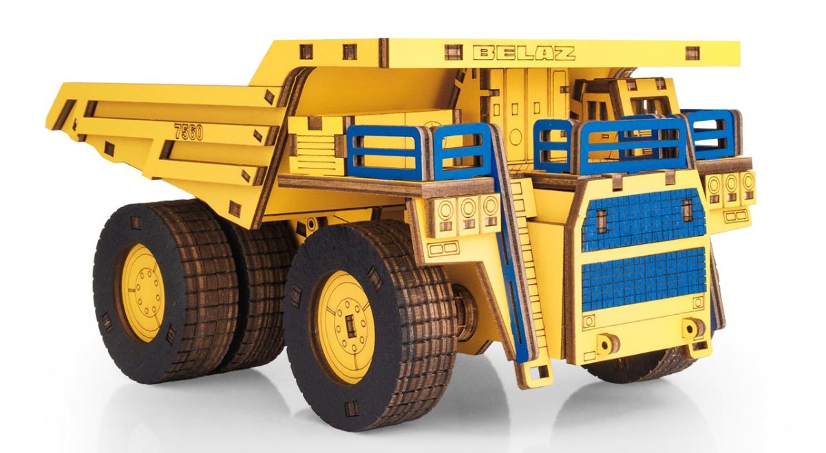 Деревянный конструктор EWA Самосвал BELAZ 7560 цветной