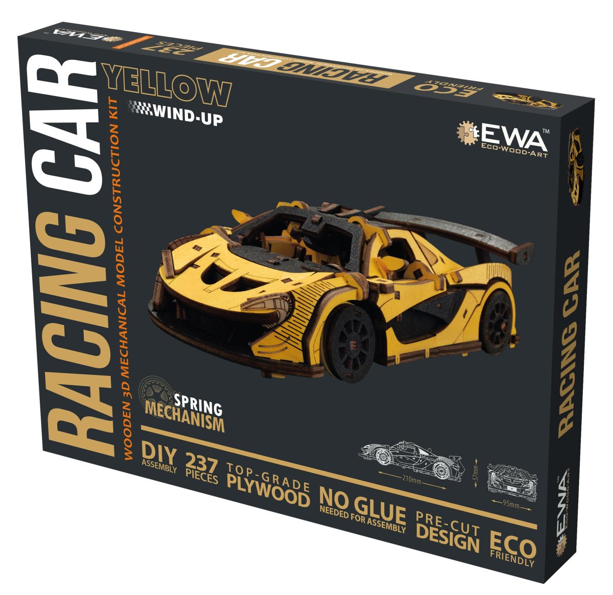 Сборная модель из дерева EWA Гоночный автомобиль (желтый)