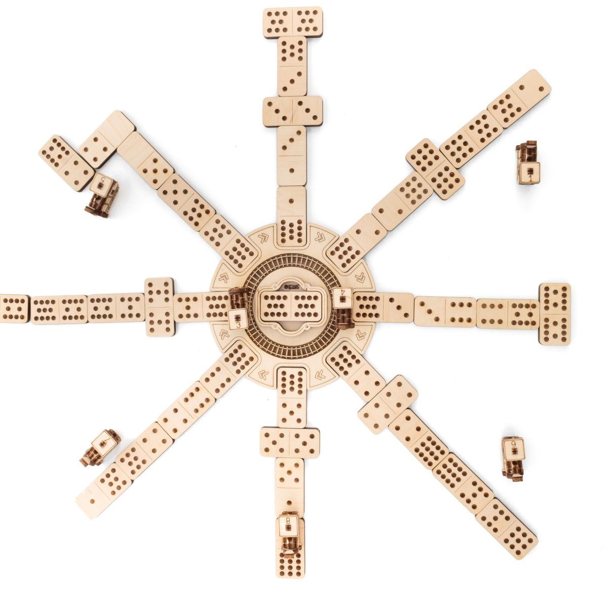 Сборная деревянная настольная игра 3D EWA Домино Мексиканский поезд