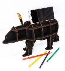 Сборная модель EWA Design Настольный органайзер Медведь (черный)