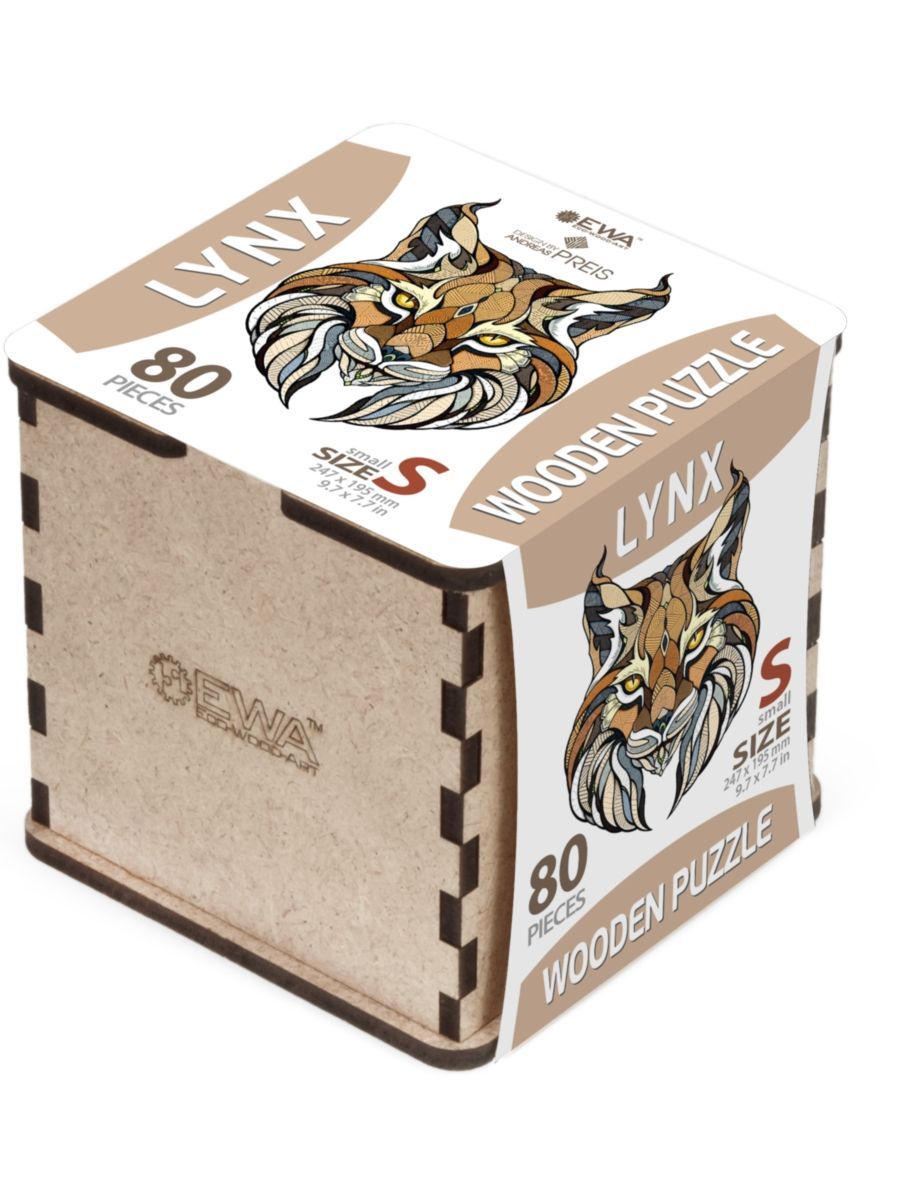 Деревянный пазл EWA Рысь, S 25x20 см, головоломка