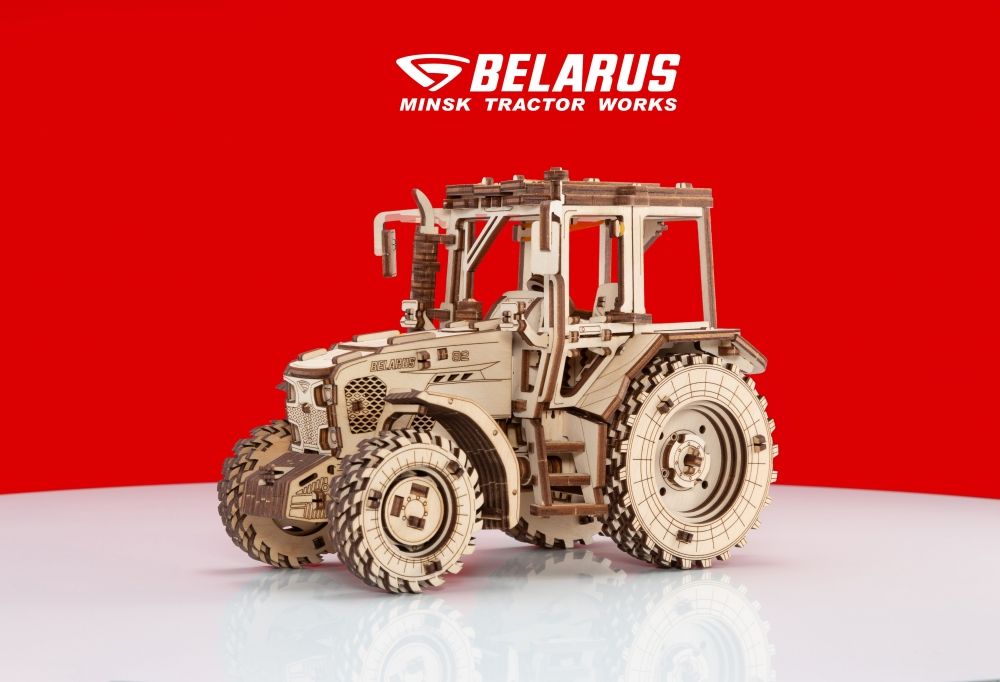 Сборная модель деревянная 3D EWA Трактор Беларус 82