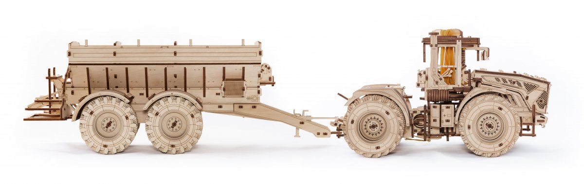 Конструктор деревянный 3D EWA Прицеп к трактору Кировец К-7М