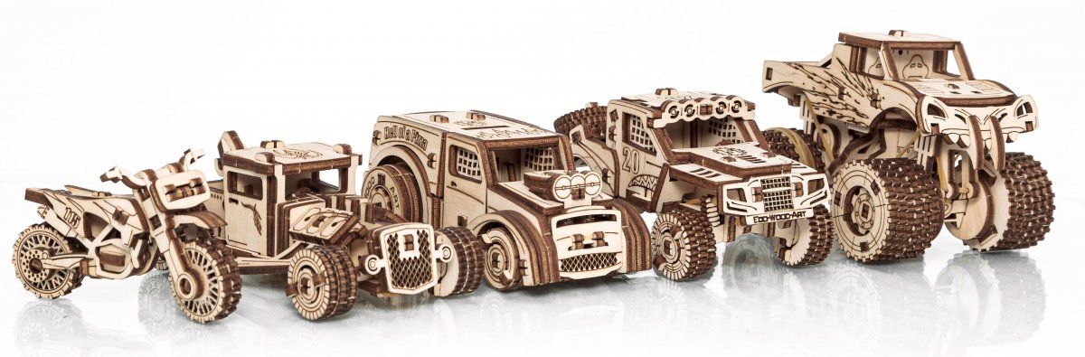 Сборная модели из дерева 3D EWA Набор машинок 5 в 1