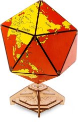 Конструктор деревянный 3D EWA Глобус Икосаэдр с секретом (шкатулка, сейф) красный