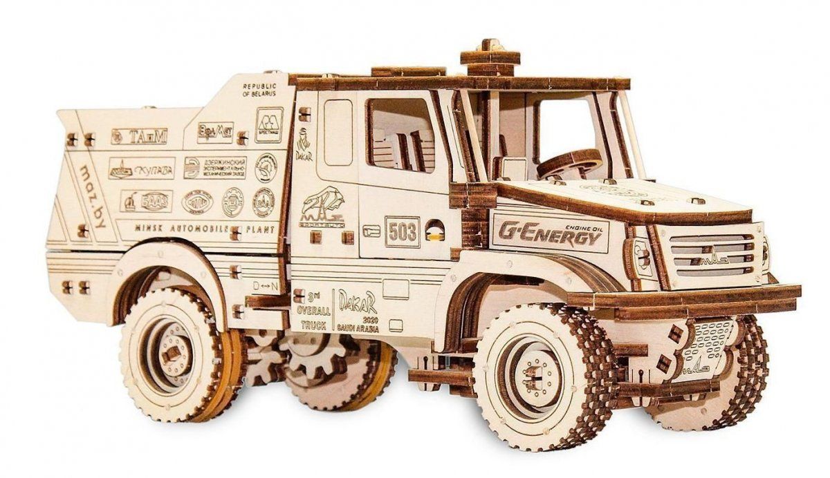 Сборная модель из дерева 3D EWA МАЗ-6440RR (заводной)