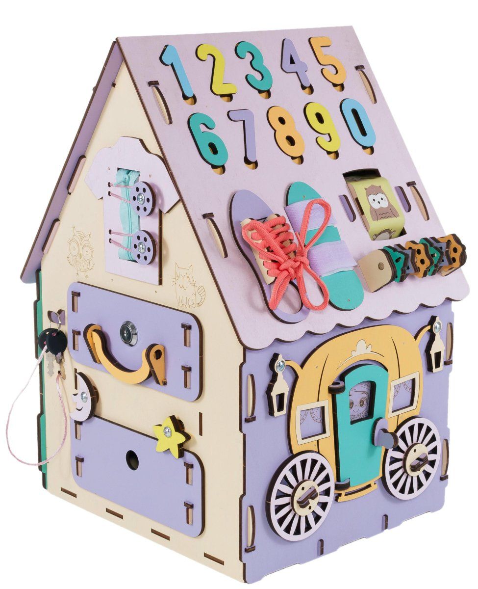 Бизиборд деревянный, бизидом развивающий EWA Домик