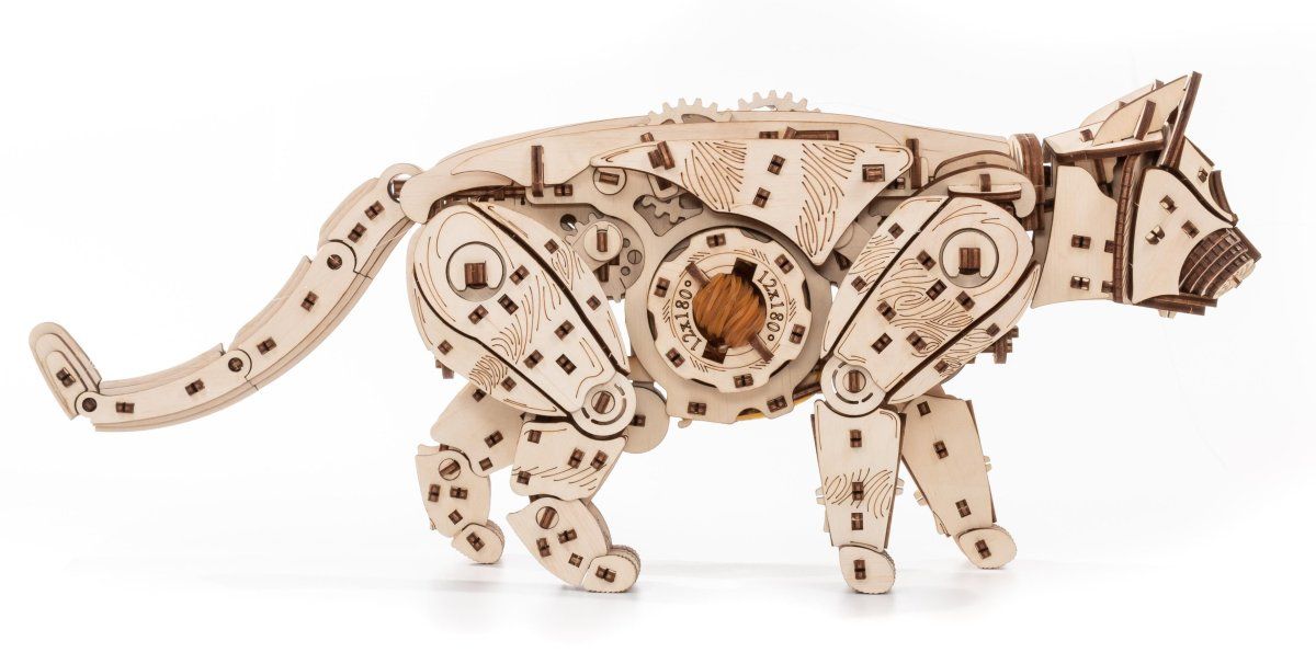 Сборная модель деревянная, конструктор 3D EWA Механический Кот (Кошка)