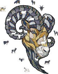 Деревянный, фигурный пазл EWA Горный Баран L 40x55 см