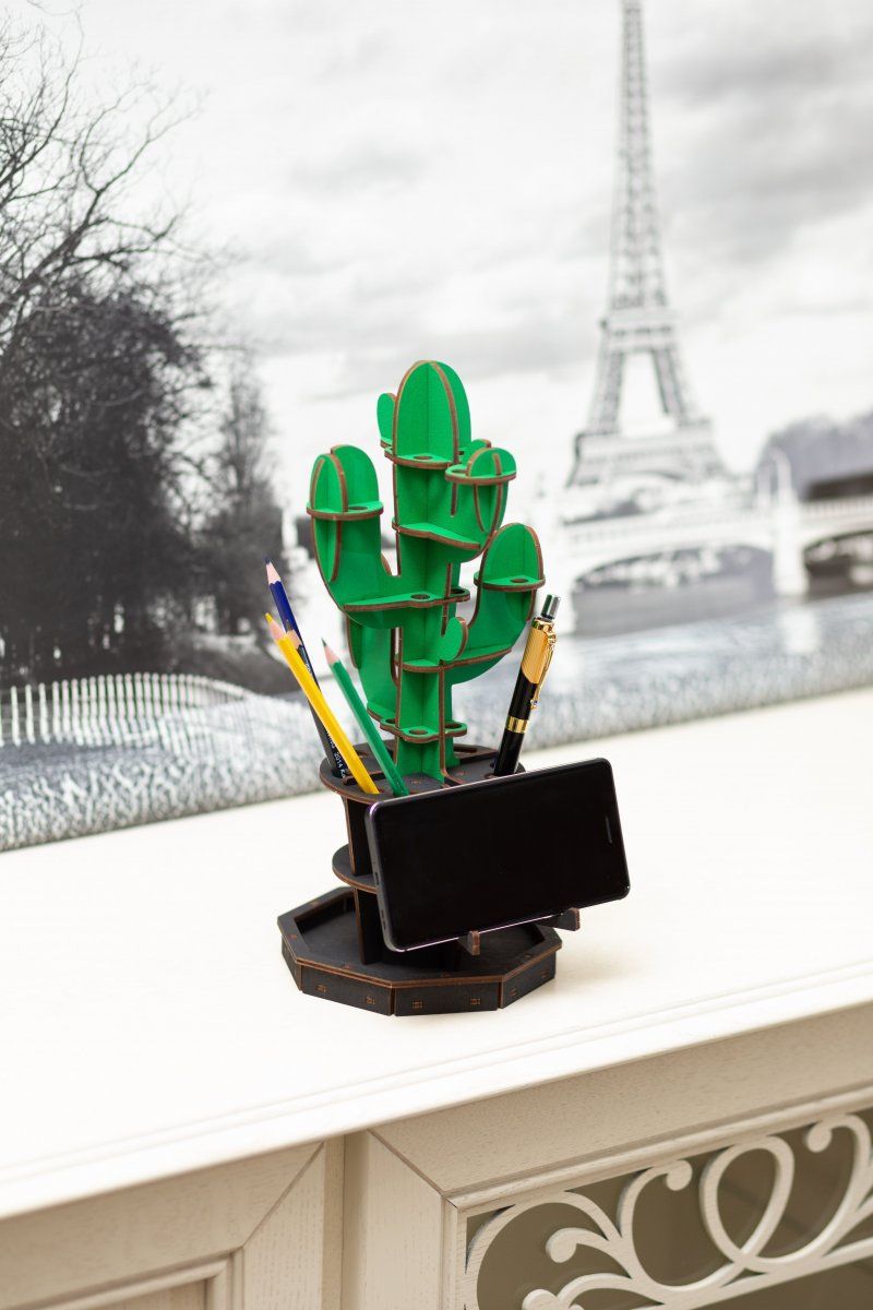 Сборная модель EWA Design Настольный органайзер Кактус (зеленый)