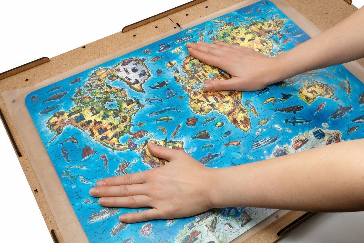 Деревянный пазл EWA Большая карта мира, 55x40 см, 501 деталь