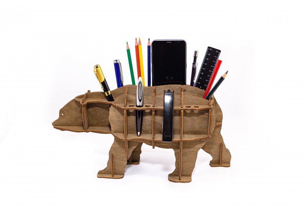 Сборная модель EWA Design Настольный органайзер Медведь (коричневый)