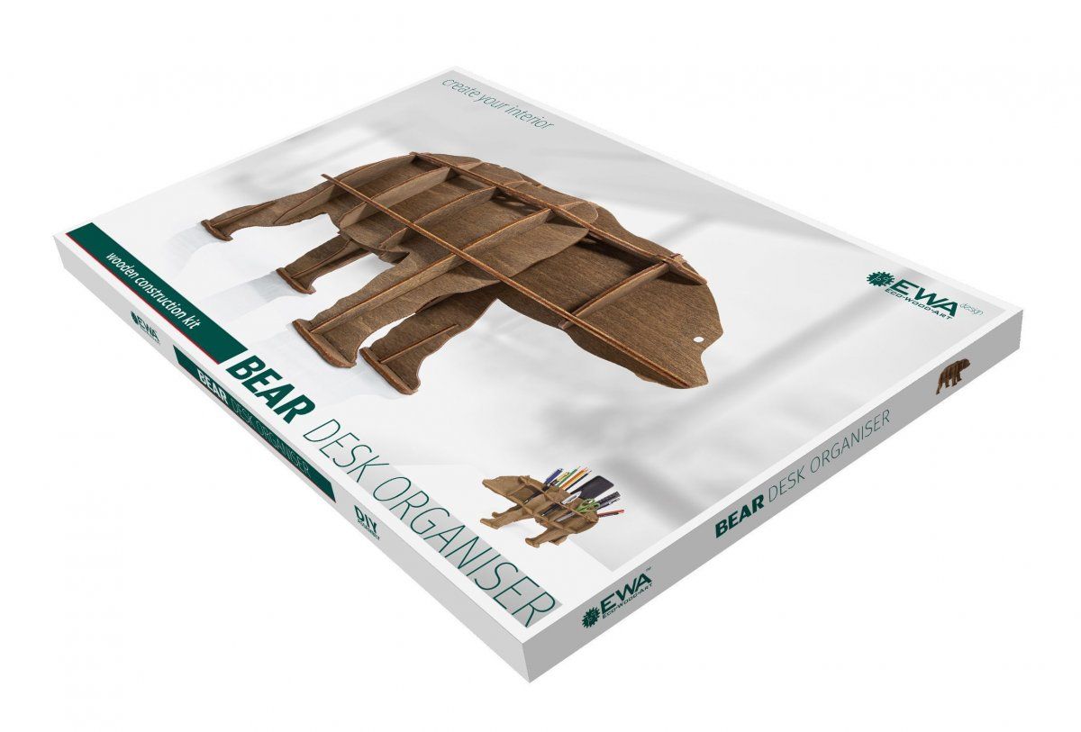 Сборная модель EWA Design Настольный органайзер Медведь (коричневый)