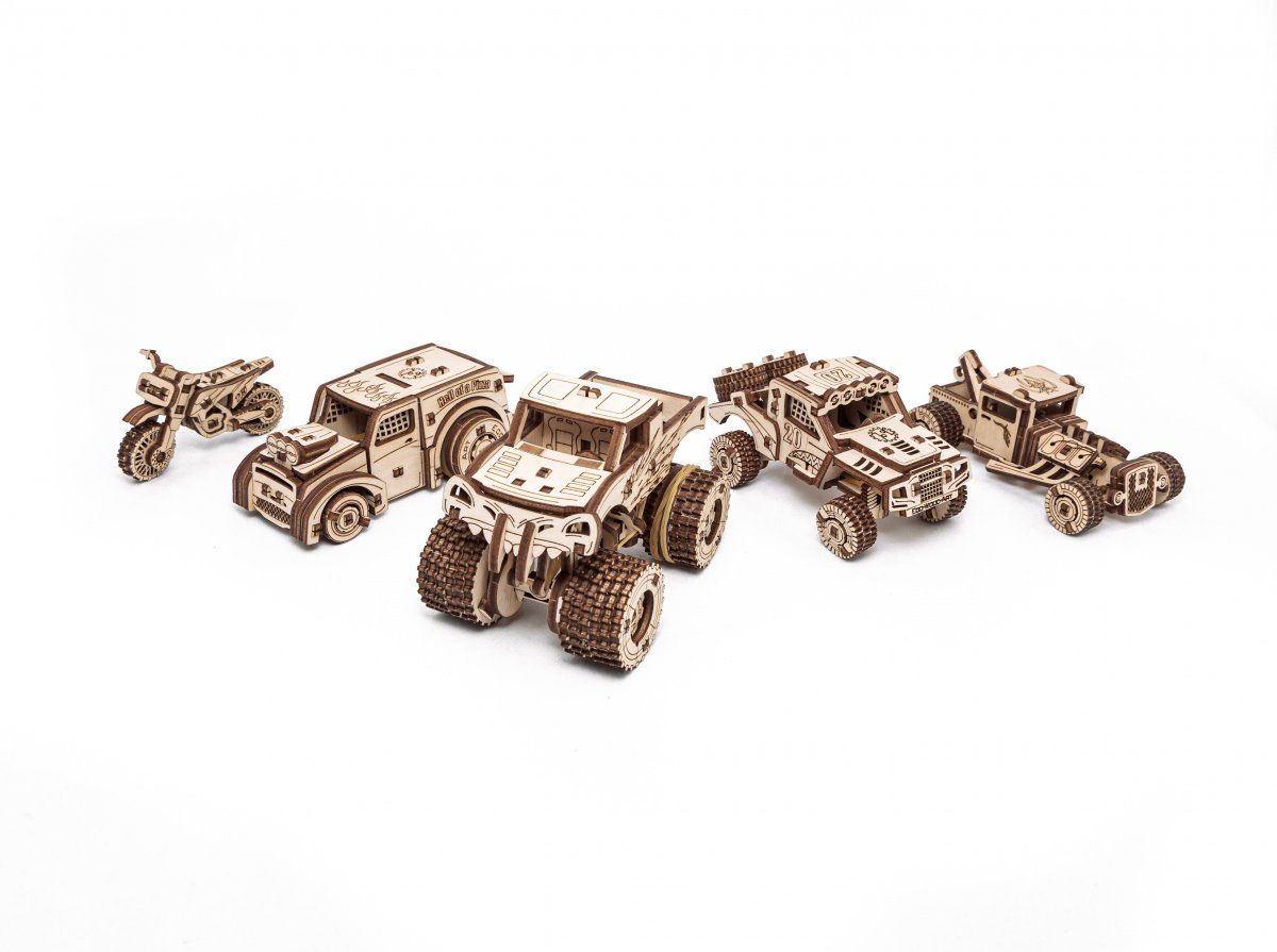 Сборная модели из дерева 3D EWA Набор машинок 5 в 1