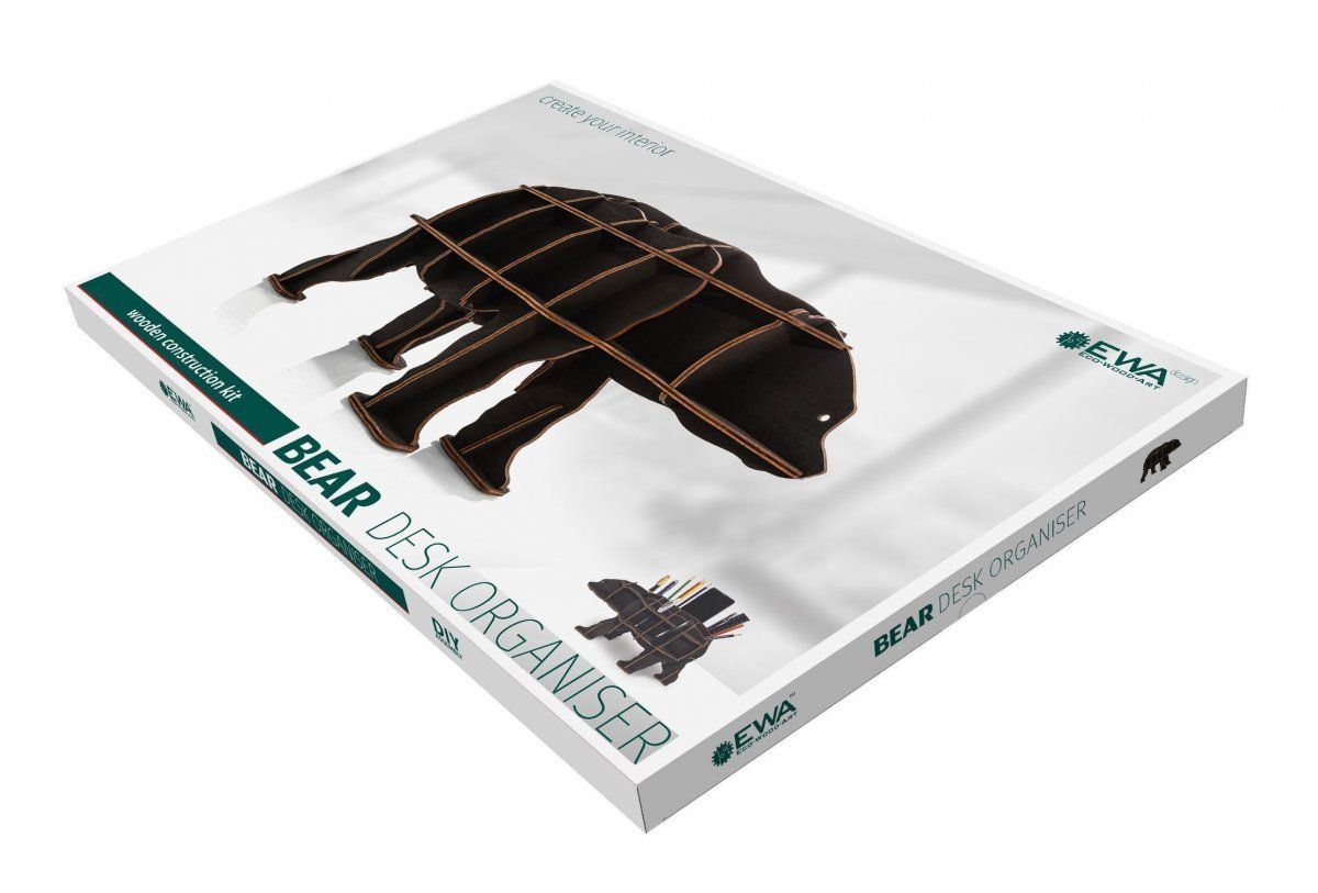 Сборная модель EWA Design Настольный органайзер Медведь (черный)
