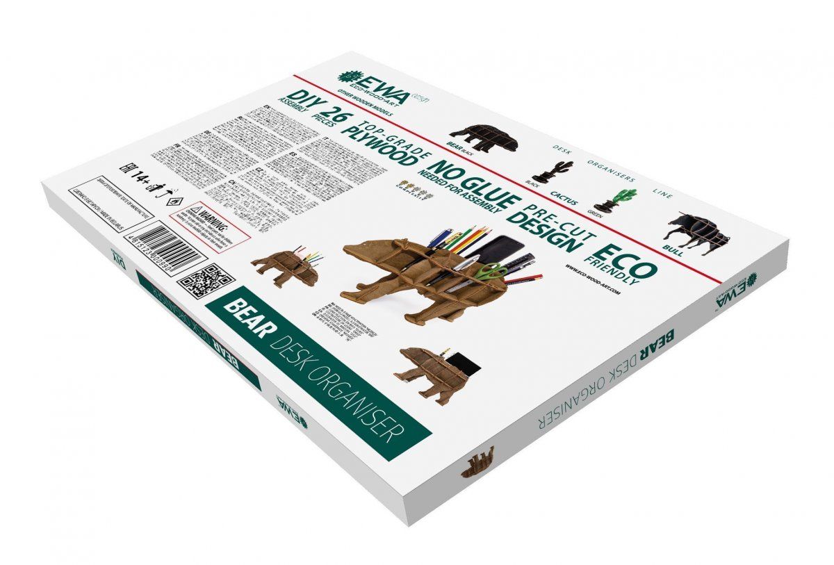 Сборная модель EWA Design Настольный органайзер Медведь (коричневый)