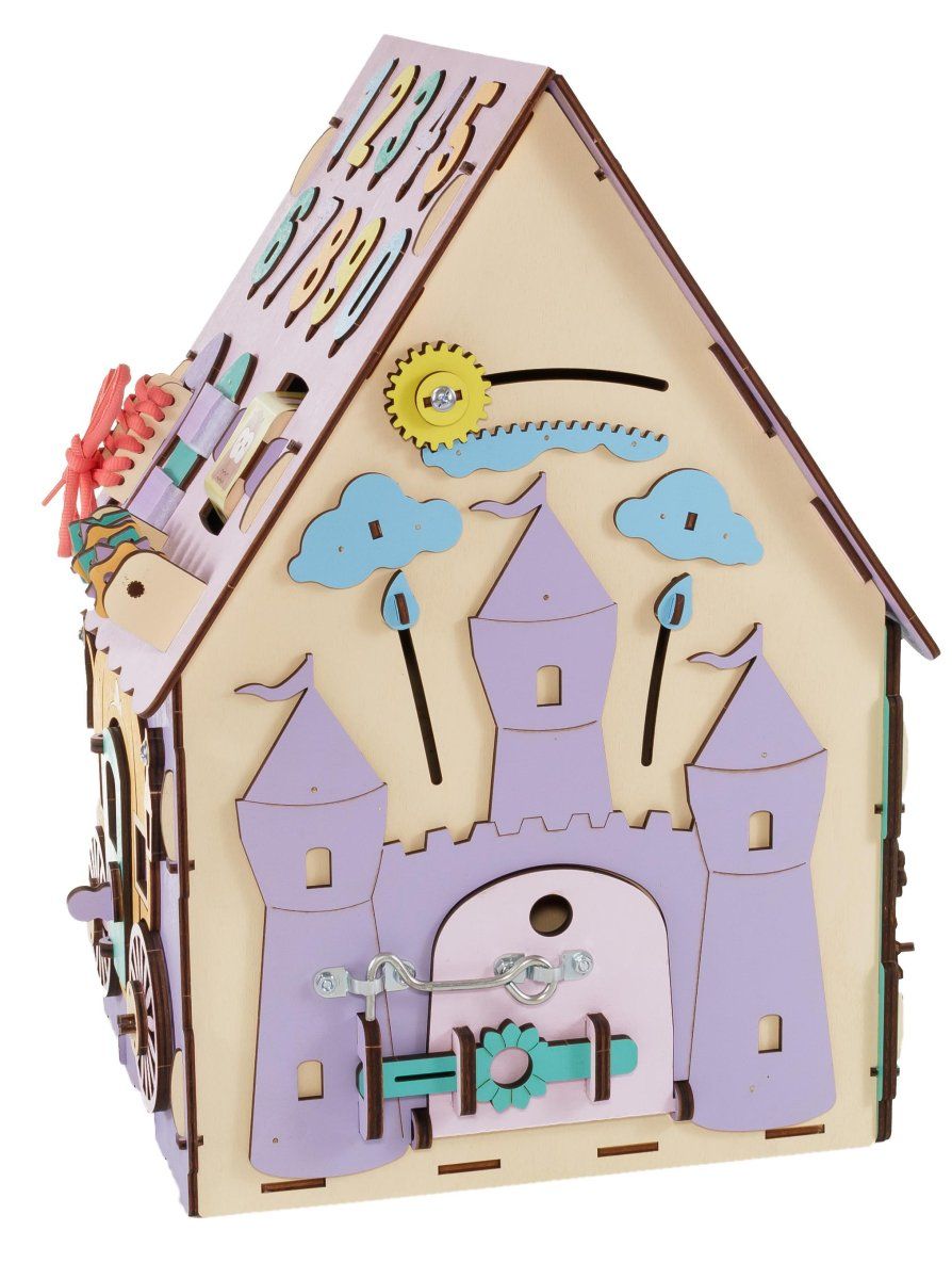 Бизиборд деревянный, бизидом развивающий EWA Домик