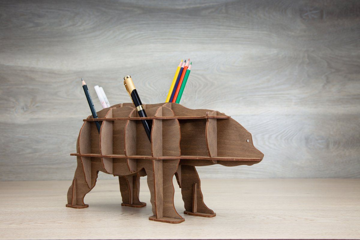 Сборная модель EWA Design Настольный органайзер Медведь (коричневый)