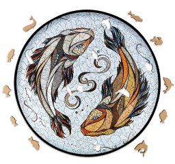 Деревянный, фигурный пазл EWA Карпы Кои (Рыбы) L 40x40 см