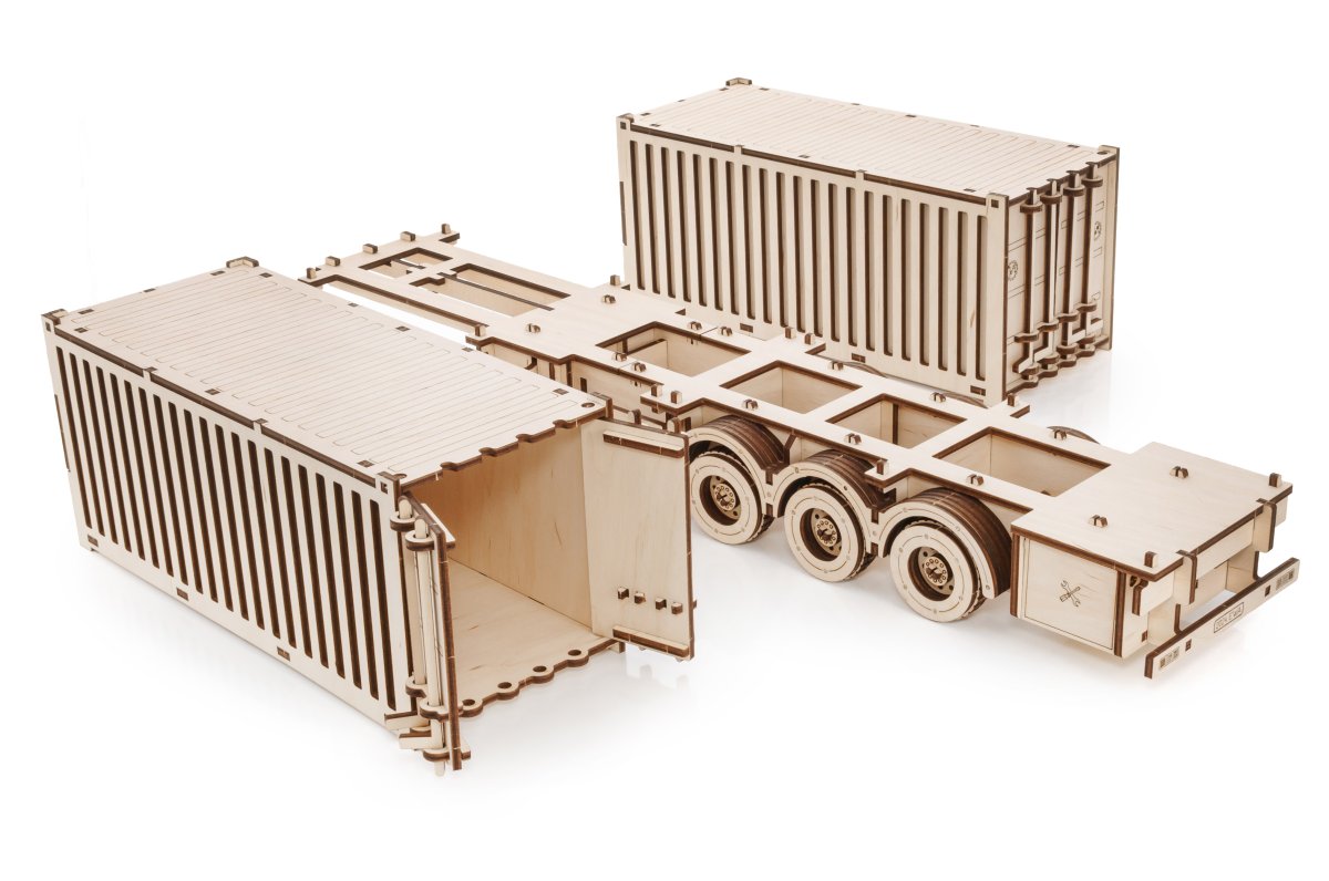 Сборная модель из дерева EWA Грузовой тягач Король дорог + Прицеп Контейнер для тягача
