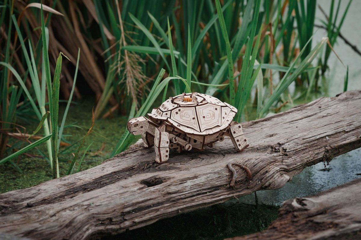 Конструктор деревянный 3D EWA Механическая Черепаха ETurt — Eco Wood Art  (EWA) - механические сборные модели, декор и деревянные пазлы.