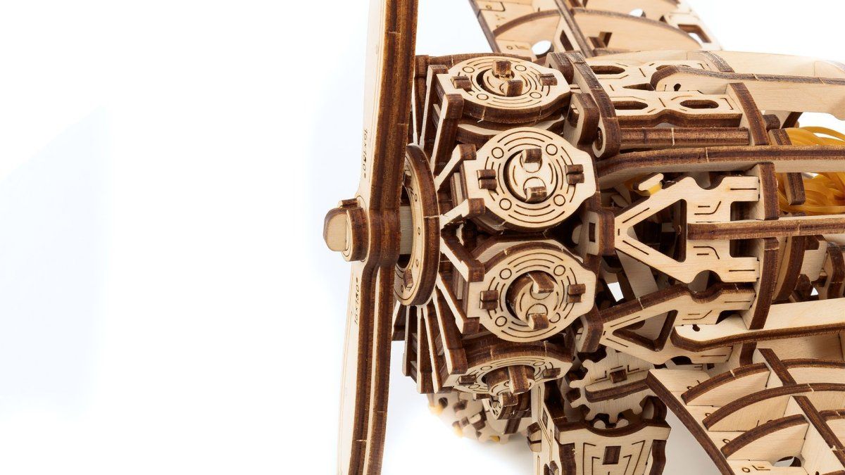 Конструктор деревянный 3D, сборная модель EWA Самолет с мотором