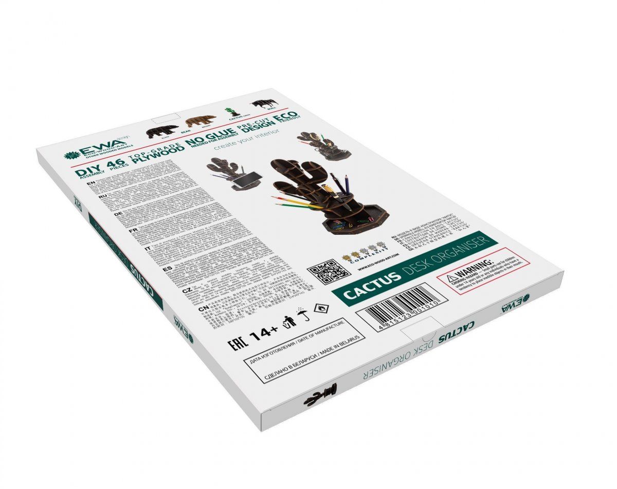 Сборная модель EWA Design Настольный органайзер Кактус (черный)