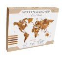 EWA Деревянная Карта Мира настенная, объемная 3 уровня, размер L (192x105 см), цвет шоколад