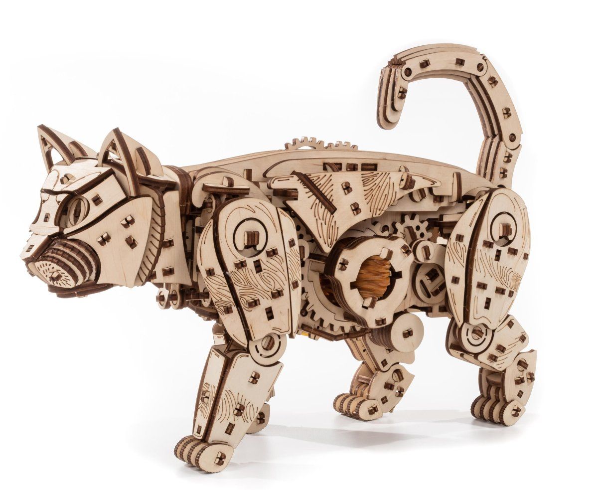 Сборная модель деревянная, конструктор 3D EWA Механический Кот (Кошка)